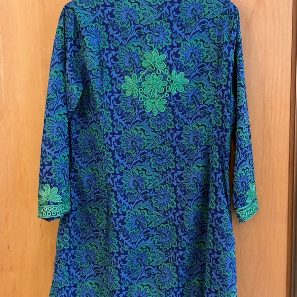 Gretchen Scott Designs Blue and Green Floral Tunic - Picture 3 of 4